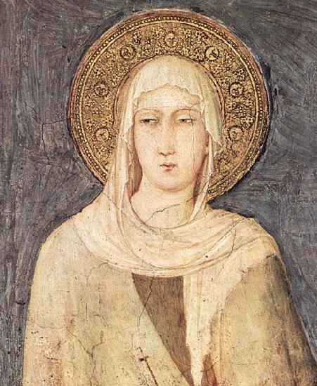 Simone Martini detail depicting Saint Clare of Assisi from a fresco  in the Lower basilica of San Francesco France oil painting art